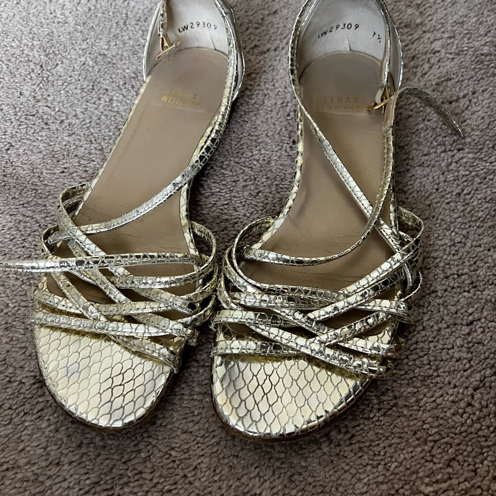 Stuart Weitzman gold strappy sandals - Picture 2 of 3